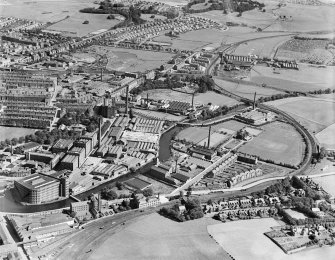 Clark and Co. Anchor Mills Thread Works, Paisley.  Oblique aerial photograph taken facing east.