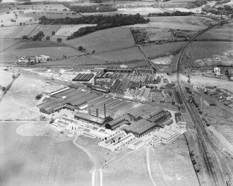 Shanks and Co. Ltd. Tubal Works, Victoria Road, Barrhead.  Oblique aerial photograph taken facing north-east.