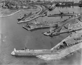 Ardrossan Harbour.  Oblique aerial photograph taken facing east.