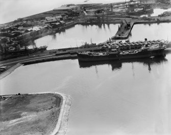 Montgomerie Pier and Inner Harbour, Ardrossan.  Oblique aerial photograph taken facing south.