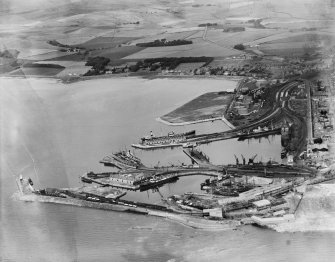 Ardrossan Harbour.  Oblique aerial photograph taken facing north.