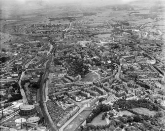 Paisley, general view, showing John Neilson Institution and Paisley Abbey.  Oblique aerial photograph taken facing east.