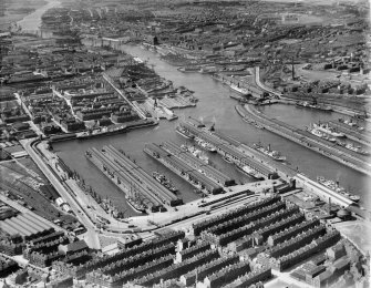 Prince's Dock, Glasgow.  Oblique aerial photograph taken facing north.