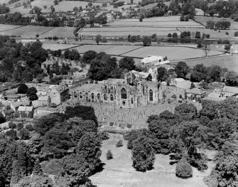 Melrose Abbey.  Oblique aerial photograph taken facing north.