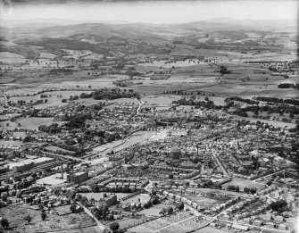 Dumfries, general view, showing River Nith and St Joseph's College.  Oblique aerial photograph taken facing west.  