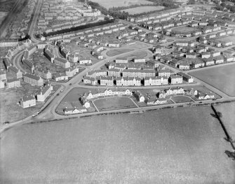 Stenhouse Housing Estate, Edinburgh.  Oblique aerial photograph taken facing east.