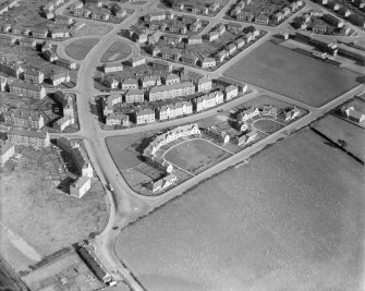 Stenhouse Housing Estate, Edinburgh.  Oblique aerial photograph taken facing east.