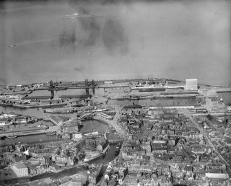 Leith Docks, Edinburgh.  Oblique aerial photograph taken facing north-east.