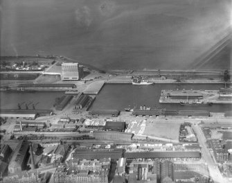 Edinburgh Dock and Granary, Leith, Edinburgh.  Oblique aerial photograph taken facing north.