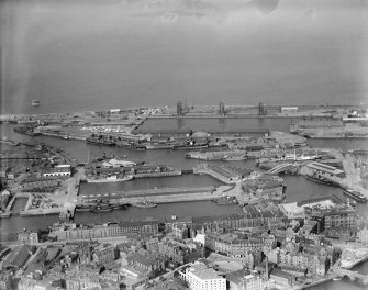 Leith Docks, Edinburgh.  Oblique aerial photograph taken facing north.