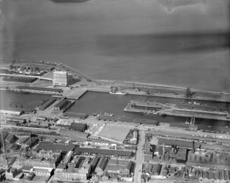 Edinburgh Dock, Leith, Edinburgh.  Oblique aerial photograph taken facing north.