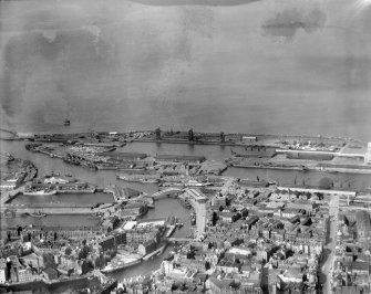 Leith Docks, Edinburgh.  Oblique aerial photograph taken facing north.