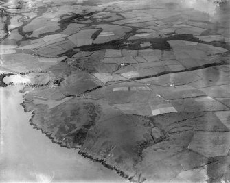 Glenapp Estate, general view, showing Downan Hill and Glenapp Castle Grounds.  Oblique aerial photograph taken facing east.  This image has been produced from a damaged negative.