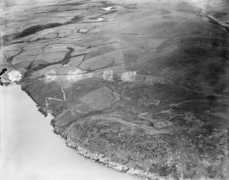 Glenapp Estate, general view, showing Portandea and Glen Drisaig.  Oblique aerial photograph taken facing east.  This image has been produced from a damaged negative.