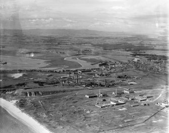 Irvine, general view, showing River Irvine and various Works.  Oblique aerial photograph taken facing north.