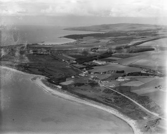 Turnberry, general view, showing Turnberry Hotel and Golf Course.  Oblique aerial photograph taken facing north.  This image has been produced from a damaged negative.