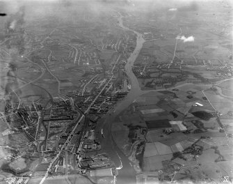 River Clyde, general view, showing Clydebank and Scotstoun.  Oblique aerial photograph taken facing south-east.
