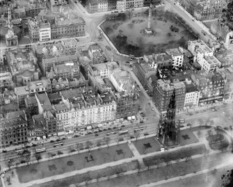 Jenners, Princes Street and St Andrew Square, Edinburgh.  Oblique aerial photograph taken facing north.