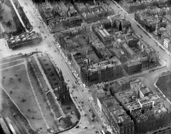 Jenners, Princes Street and East Princes Street Gardens, Edinburgh.  Oblique aerial photograph taken facing west.
