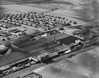 R and A Main Ltd. Gothic Works, Glasgow Road, Camelon, Falkirk.  Oblique aerial photograph taken facing south-west.