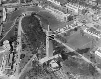 Tower of Empire, 1938 Empire Exhibition, Bellahouston Park, Glasgow, under construction.  Oblique aerial photograph taken facing north-west.