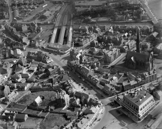 Largs, general view, showing Main Street and Largs Station.  Oblique aerial photograph taken facing south.