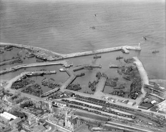 Fraserburgh Harbour.  Oblique aerial photograph taken facing north-east.