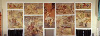 Composite image of SC1249319,1249325-1249328
Scene from Alice Through The Looking Glass mural paintings on wall of Assembly Hall.