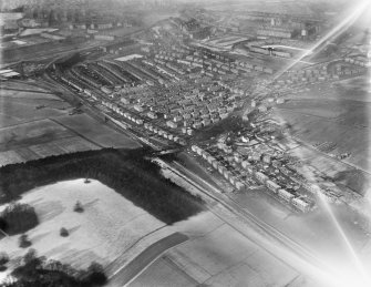 Glasgow, general view showing King's Park Housing Estate and Hampden Park Stadium.  Oblique aerial photograph taken facing north-west.