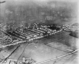 Kings Park Housing Estate, Glasgow.  Oblique aerial photograph taken facing north-east.