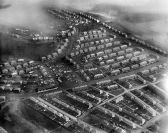 Kings Park Housing Estate, Glasgow.  Oblique aerial photograph taken facing south-east.