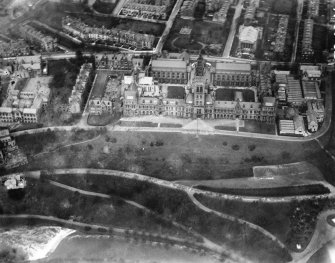Glasgow University Main Building, University Avenue, Glasgow.  Oblique aerial photograph taken facing north.