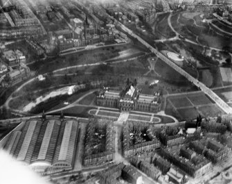 Glasgow, general view, showing Kelvingrove Museum and Art Gallery and Kelvingrove Park.  Oblique aerial photograph taken facing north-east.