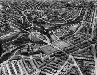 Kelvingrove Park, Glasgow.  Oblique aerial photograph taken facing east. 