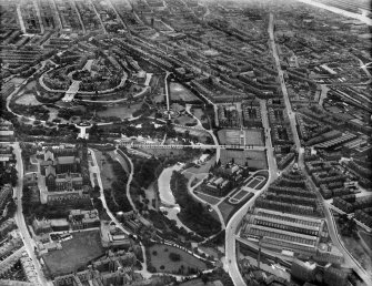 Glasgow, general view, showing Kelvingrove Park and Glasgow University Main Building.  Oblique aerial photograph taken facing east.