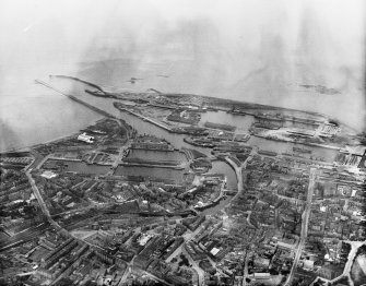 Leith Docks, Edinburgh.  Oblique aerial photograph taken facing north.