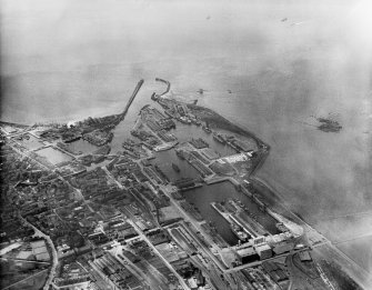 Leith Docks, Edinburgh.  Oblique aerial photograph taken facing north-west.