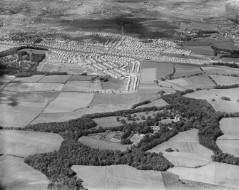 King's Park and Croftfoot Housing Estates and Castlemilk House, Glasgow.  Oblique aerial photograph taken facing north.