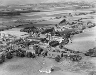 Linwood, general view, showing R and W Watson Ltd. Linwood Paper Mill and Bridge Street.  Oblique aerial photograph taken facing north.