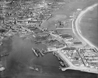 Hall, Russell and Co. Shipyard and Engineering Works, York Street, Footdee, Aberdeen.  Oblique aerial photograph taken facing north.