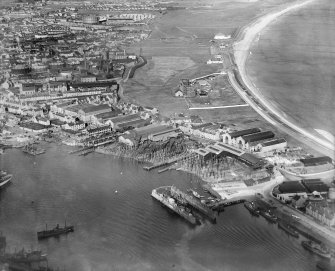 Hall, Russell and Co. Shipyard and Engineering Works, York Street, Footdee, Aberdeen.  Oblique aerial photograph taken facing north.