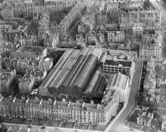 Bertrams Ltd. St Katherines Engineering Works, Sciennes, Edinburgh.  Oblique aerial photograph taken facing east.