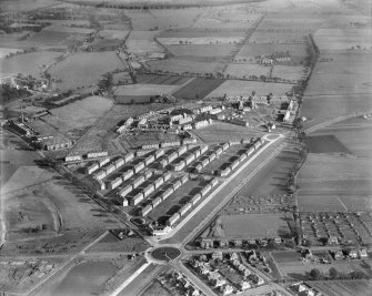 Mid Craigie Housing Estate, Dundee.  Oblique aerial photograph taken facing east.