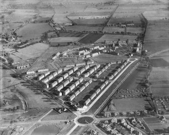 Mid Craigie Housing Estate, Dundee.  Oblique aerial photograph taken facing east.