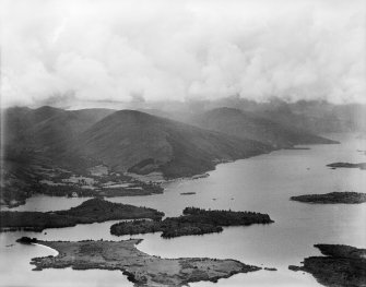 Loch Lomond, general view, showing Inchconnachan and Luss.  Oblique aerial photograph taken facing north-west.