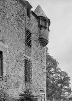 Elcho Castle.General view of window and turret in South-East corner.