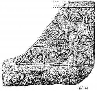 Measured drawing of sculptured slab, Tarbat excavation. Tr028
