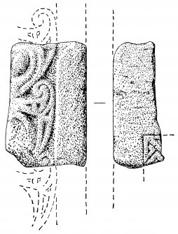 Measured drawing of sculptured stone fragment, Tarbat, Tr 032
