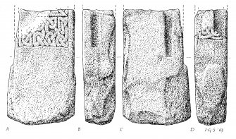 Drawing D of Burghead corner-post Bd 11.