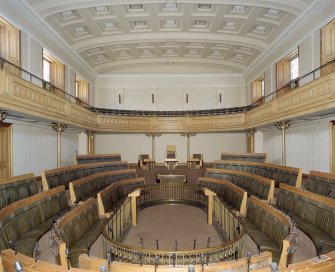 Interior, ground floor, assembly hall, view from N